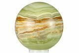 Polished Green Banded Calcite Sphere - Pakistan #301472-1